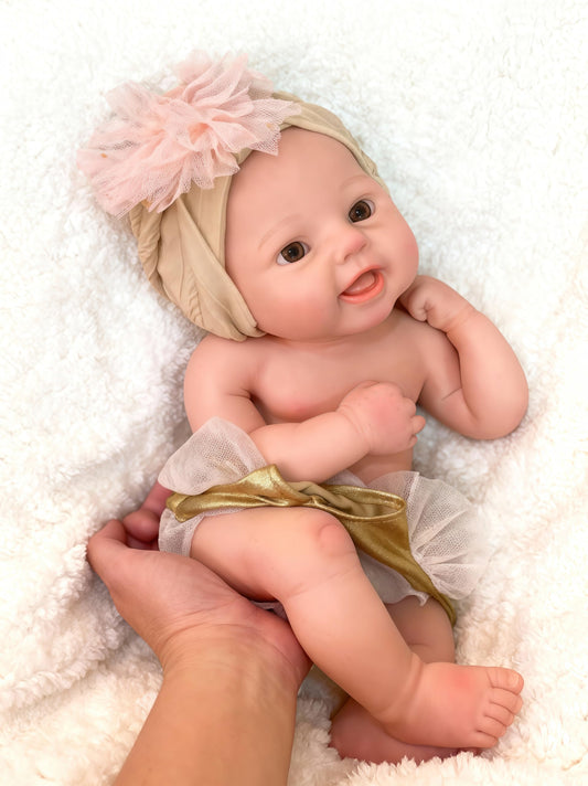 Abenduot Silicone Baby Doll - 15" Reborn Baby Dolls Silicone Full Body, Anatomically Correct Newborn Real Life Baby Doll with Feeding Kit & Box for Kids Age 3+