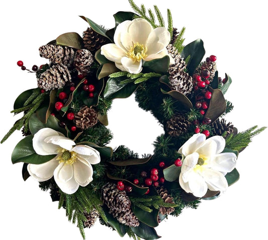 Skiennix Artificial Floral Wreath - Handcrafted Year-Round Decor for Front Door & Indoor/Outdoor Use