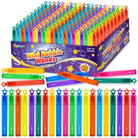 200 Pcs Mini Bubble Wands for Kids, Bulk Bubble Wands in 10 Colors, Kids Party Favor, Themed Birthday, Christmas, Goodies Bags, Wedding, Carnival Prizes Toys, Bubble Summer Outdoor Gifts for Kids