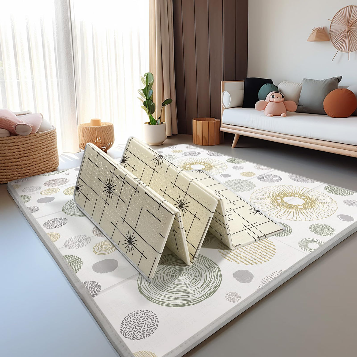 79x71 Baby Play Mat, Extra Large Baby Play Mat for Floor, Foldable Play Mats, Waterproof, Thick, Non-Toxic, Reversible Baby Floor Mat, Safe for for Babies, Infants and Toddlers, Indoor/Outdoor Use