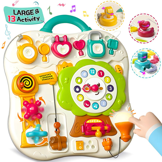ROHSCE Montessori Busy Board Sensory Toys for Toddlers 1-3, Activity Music & LED Light Up Montessori Toys for 2+ Year Old, Travel Toys for 2 Year Old Boys & Girls, 2025