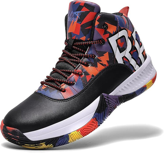 ASHION Mens Basketball Shoes High Top Streetball Lightweight Outdoor Sneakers Cushioning Shoes for Sport Athletic Fitness