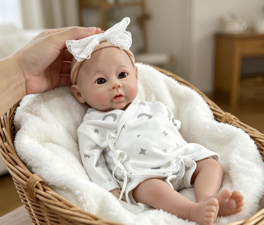 Full Silicone Baby Doll 12 Inch,Realistic Reborn Baby Doll with Lifelike Skin Texture & Weight,Soft & Squishy for Girls Ages 3+,Collectors,Kids,Christmas & Special Occasions