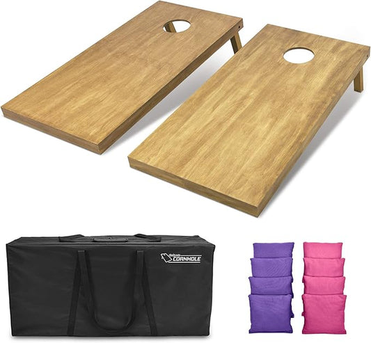 GoSports 4 ft x 2 ft Regulation Size Wooden Cornhole Boards Set - Includes Carrying Case - Full Regulation Size Bean Bag Toss Boards