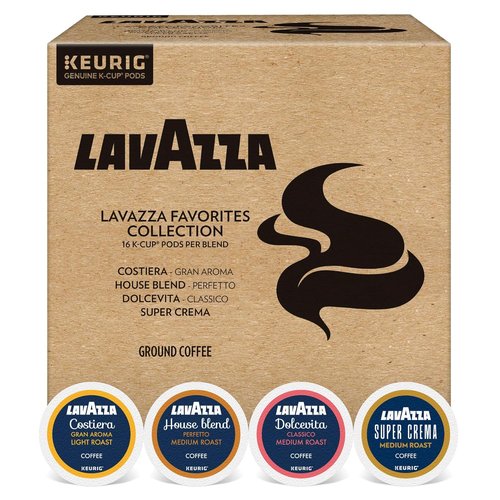 Lavazza Favorites Collection - Variety Pack of Single Serve K-Cup Pods | Light & Medium Roast, 64-Count