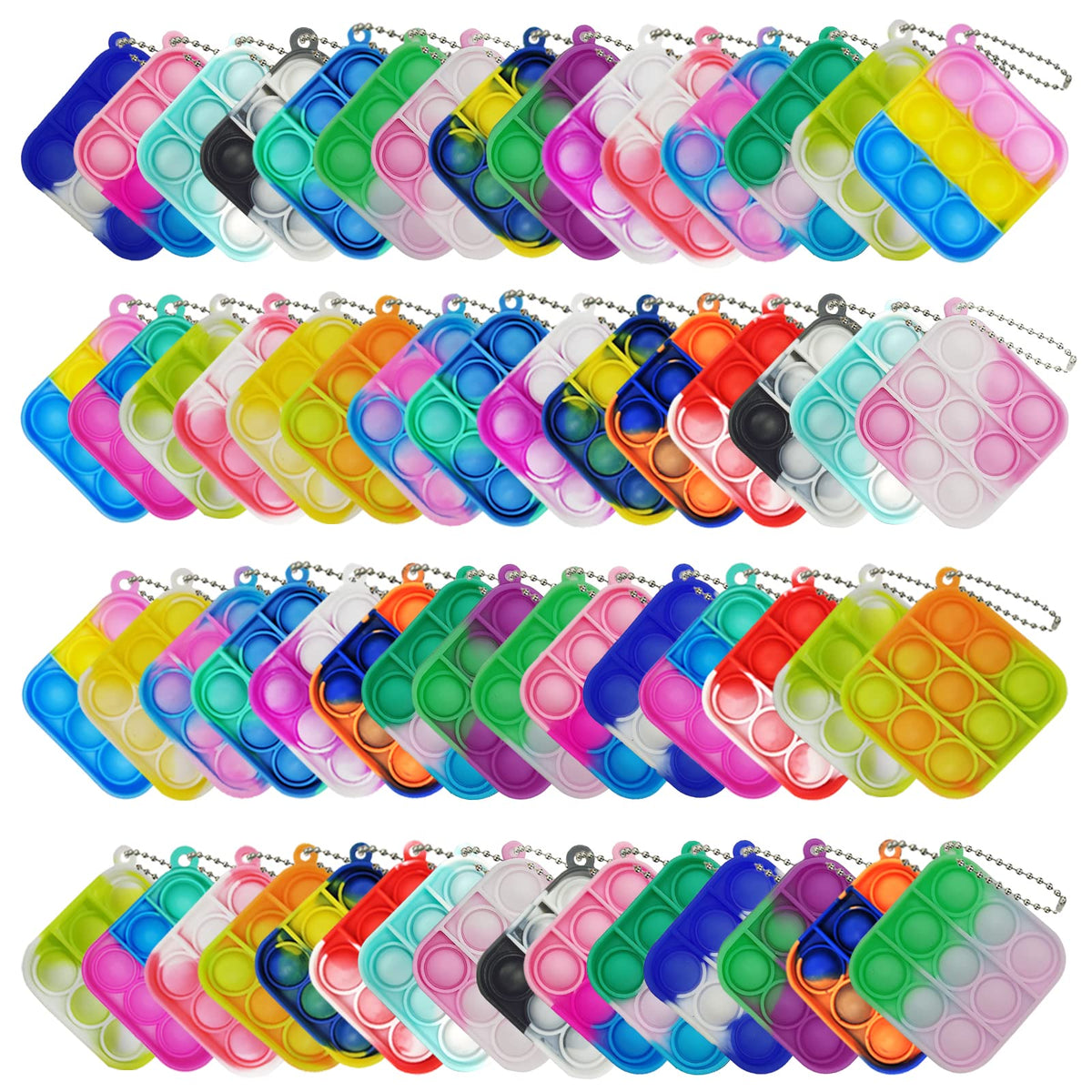 120 Pcs Mini Pop Fidget Toys Bulk, Silicone Bubble Keychains Fidget Toys, Kids Party Favors Classroom Prizes, Easter Basket Stuffers Christmas Valentine Sensory Stress Relief Gifts