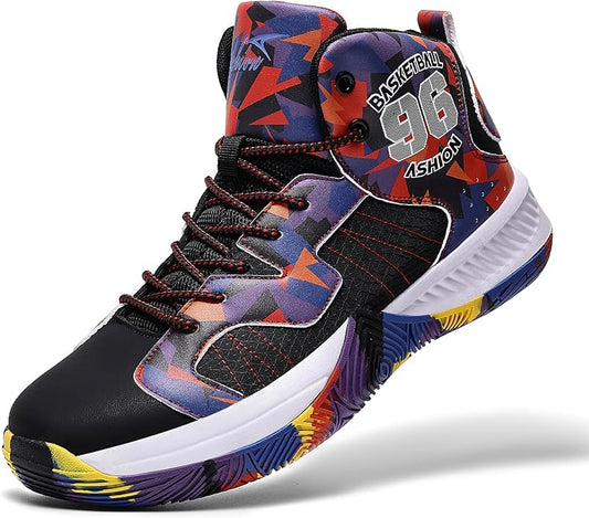 ASHION Mens Basketball Shoes High Top Streetball Lightweight Outdoor Sneakers Cushioning Shoes for Sport Athletic Fitness