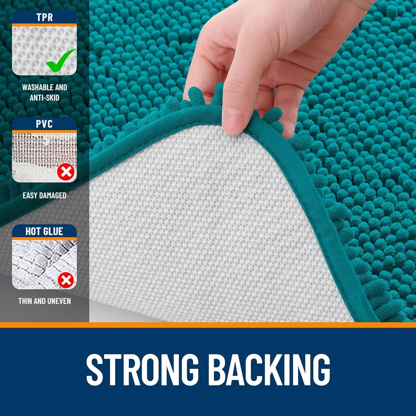 OLANLY Bathroom Rugs - Extra Soft Chenille Bath Mats | Quick Dry, Machine Washable, 36x24, Deep Lake