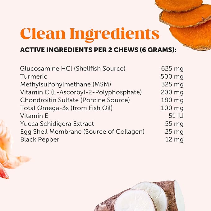 Hip & Joint Health - Glucosamine for Dogs Soft Chews, Joint Supplement for Dogs with Glucosamine Chondroitin, MSM, Turmeric, Joint Support + Mobility, May Reduce Occasional Discomfort (Chicken 180ct)