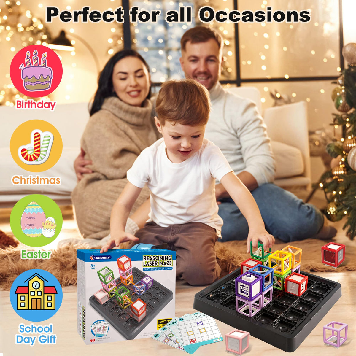 Laser Maze Reasoning Game Stem Toys for Ages 8-12, Puzzle Game with 60+ Challenging STEM Logic Toys, Educational Toy for 8 9 10 11 12 13 14 Year Old Boys, Kids Gift for Christmas/Easter/Birthday