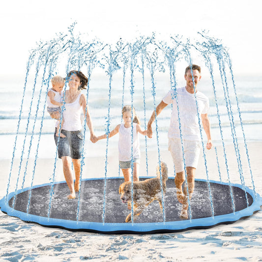 Lewtemi 8 ft Giant Nonslip Splash Pad 96 for Adult Kids and Dog, Thicken Sprinkler Pool Summer Outdoor Water Playmat for Backyard, Fun Backyard Fountain Pad(Floral)