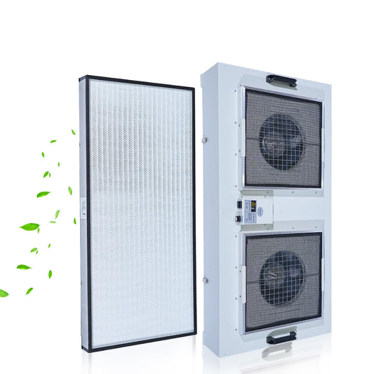 BOBADDST HEPA H14-Filter Laminar Flow Hood FFU Updated FanFilter Unit（Include HEPA Filter）100/ISO Class 5 Cleanroom/Laboratory/Cleanroom/Mushroom Room, Laminar Air Flow Hood(46.2"x22.6"，Dual Machine)