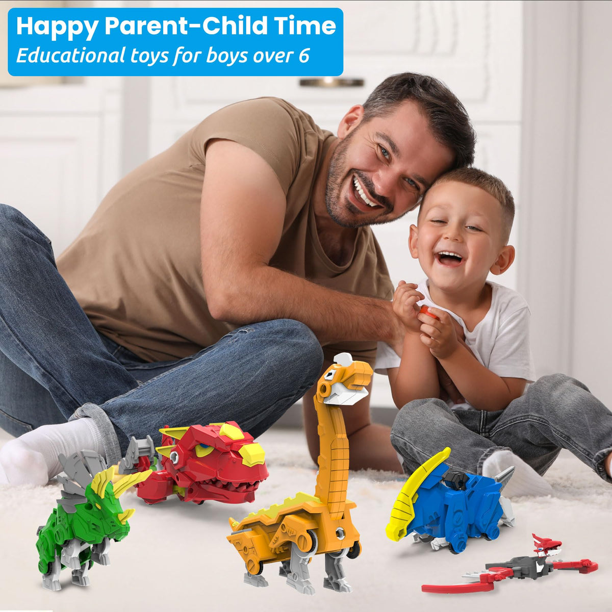 Wenbeier Robot Dinosaur Toy 6-in-1 Transforming Robot Toys Take Apart Toys Including 6 Dinosaur Action Figures with Weapon Deformation for Boys and Girl Ages 6 7 8 9