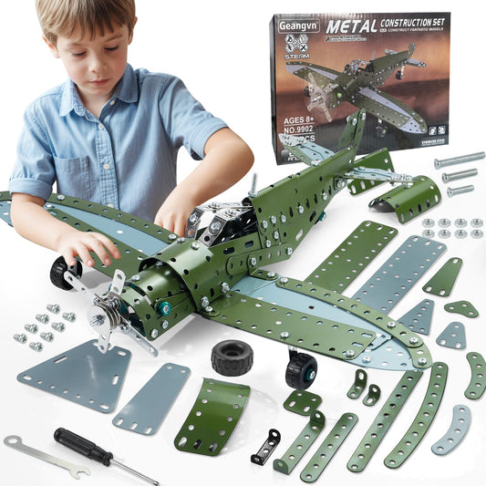 Geangvn Metal Model Airplane Building Toys for Ages 8-13 14 and Up, 285pcs Plane Stem Toys for Boys Age 8-12, Assembly Jet Kits for Kids 8-10, Birthday for 9 10 11 Year Old Boys Adults