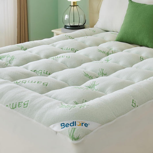 BEDLORE Twin XL Mattress Topper - Soft Bamboo Viscose Pillow Top with Deep Pockets for Comfort