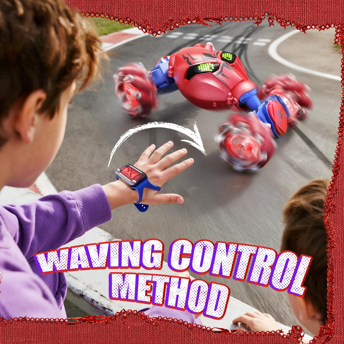 Veeniix V993 Gesture Sensing RC Stunt Car, 4WD Remote Control Spider Toy Car for Boys 8-12, Hand Controlled All Terrain Drift Car with 360° Rotation, LED Lights & Music, Birthday Gift for Kids