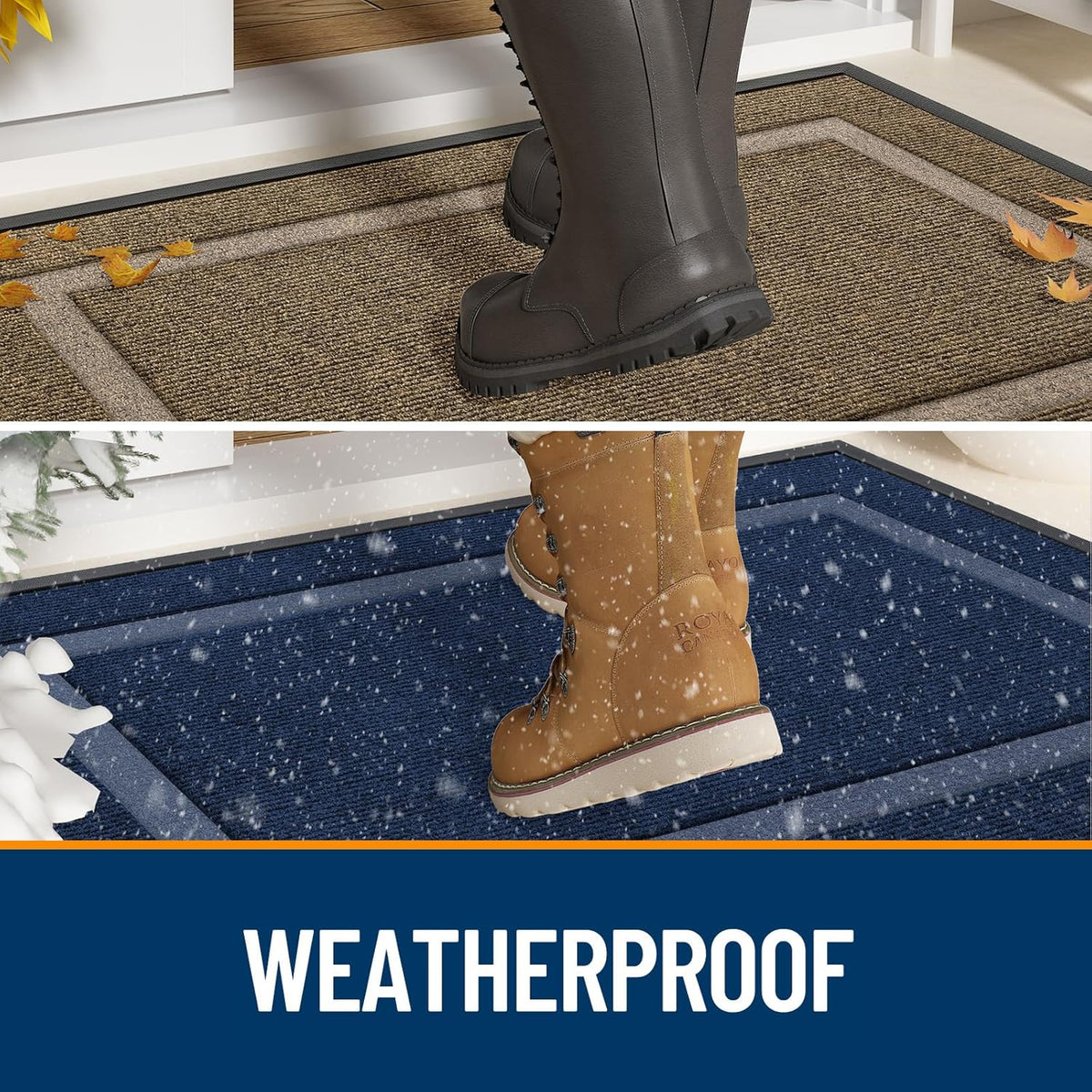OLANLY Indoor Outdoor Doormat - Waterproof All-Season Entrance Mat, Easy Clean, 29.5x17, Ash Gray