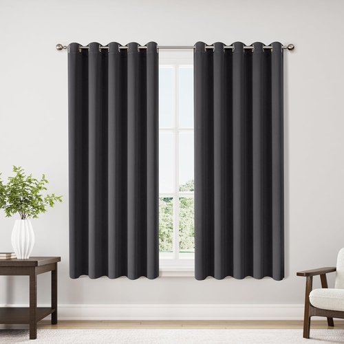 ChrisDowa Blackout Curtains - Extra Wide Thermal Insulated Room Darkening Panels (Dark Grey, 70 x 63 Inch)