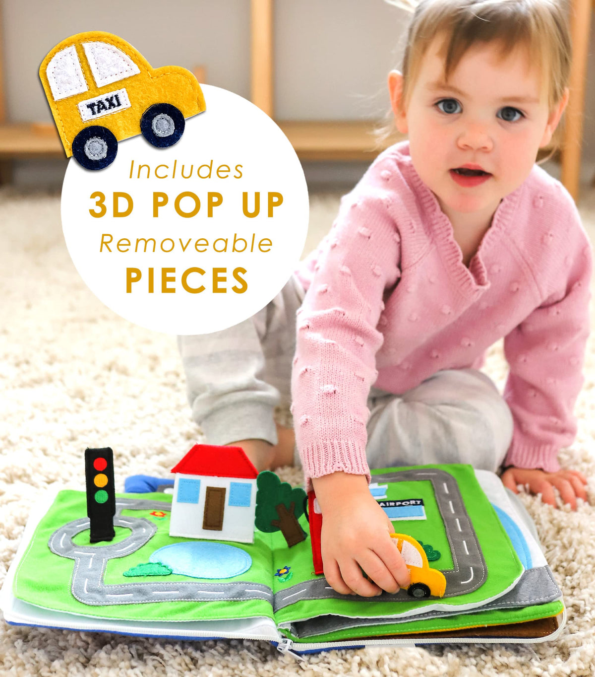 Curious Columbus Quiet Book – Away We Go Busy Book for Kids, Montessori Airplane Travel Toy for Preschool and Early Learning