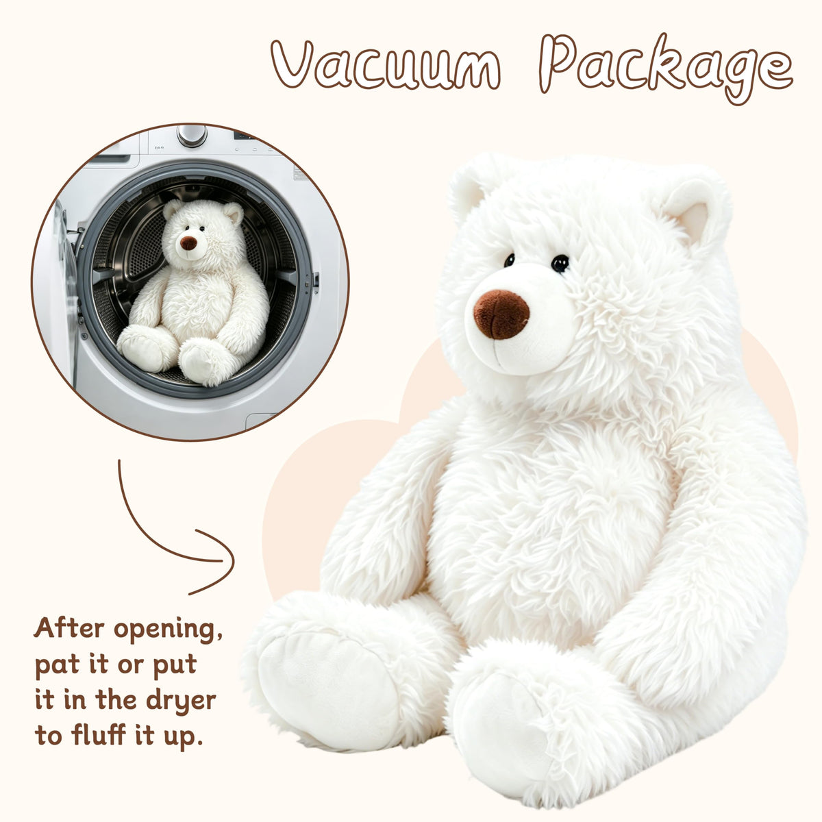 GADXV Giant Stuffed Animals Plush 47 inch, Huge Stuffed Bear Plushies, Large Plush Ploar Bear Animal Gift for Kids Boys, Birthday,Valentine,Christmas