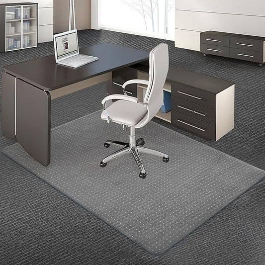 BesWin Office Chair Mat for Carpeted Floors, 45'' x 53'' Large Desk Chair Mat for Low Carpets, Premium Quality Hard Carpet Protector for Work, Home, Gaming, Easy Glide and Flat Without Curling