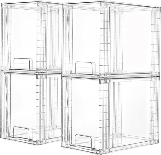 Vtopmart Clear Stackable Storage Drawers - 9.7" High Plastic Organizers for Skincare & Bathroom Supplies | Ideal for Cabinet & Vanity