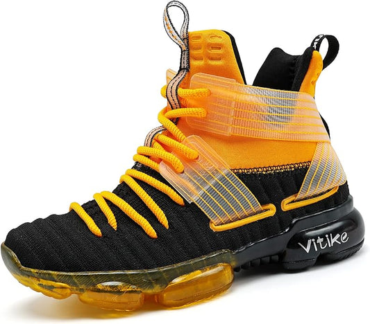JMFCHI Kids Basketball Shoes High-top Sports Shoes Sneakers Durable Lace-up Non-Slip Running Shoes Secure for Little Kids Big Kids and Boys Girls