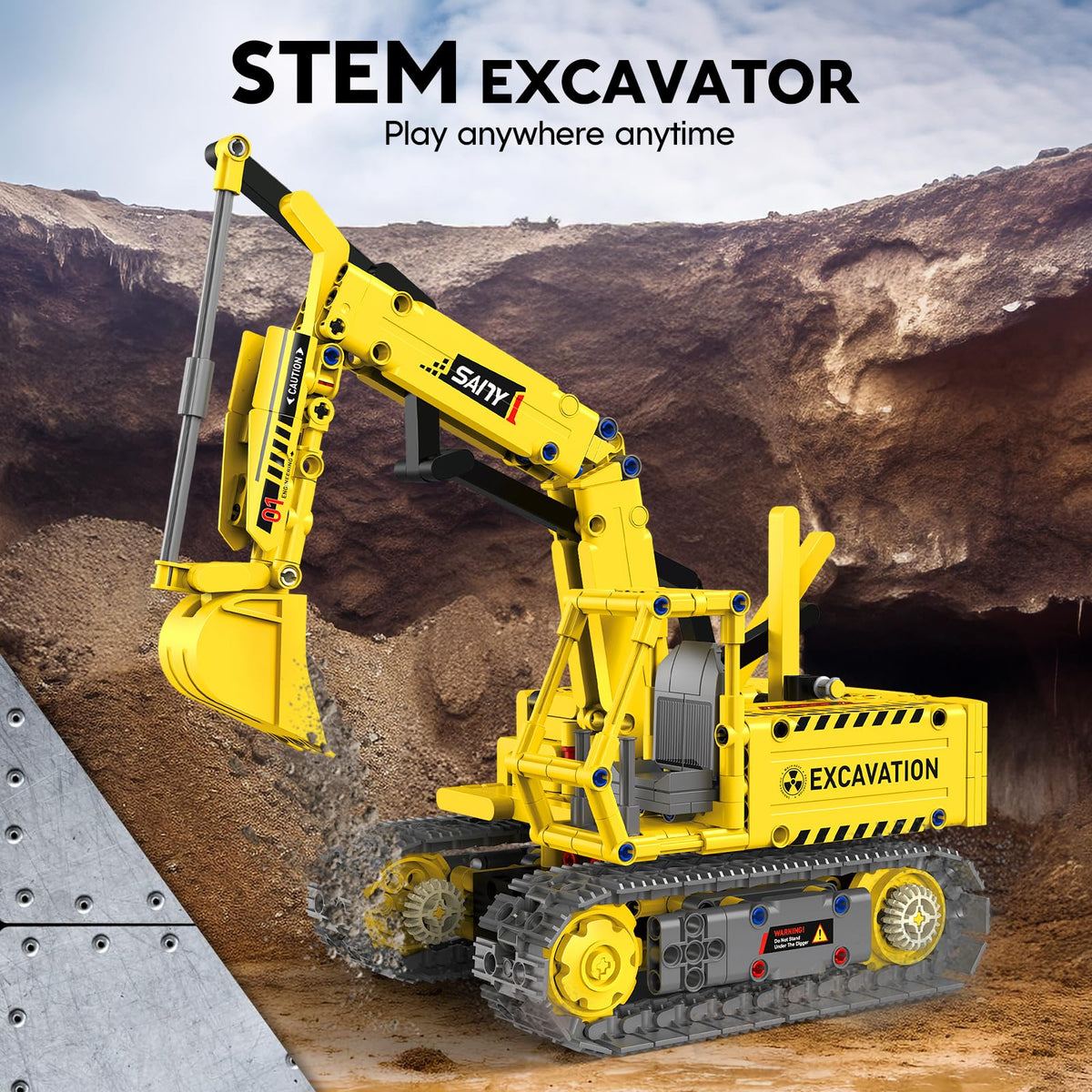 aukfa Excavator Robot Building Toys for Boys, STEM Projects for Kids Ages 8-12, Remote & APP Control Stem Kits Learning Educational Building Kit Dinosaur Robot Toy Gifts for Boys Girls (555 Pieces)