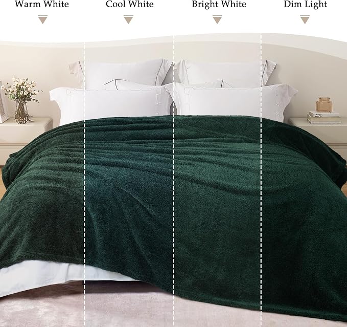 Exclusivo Mezcla Fleece King Size Bed Blanket, Ultra Soft, Lightweight and Fuzzy Forest Green Blanket for Women, Home Decor, 90x104 Inches