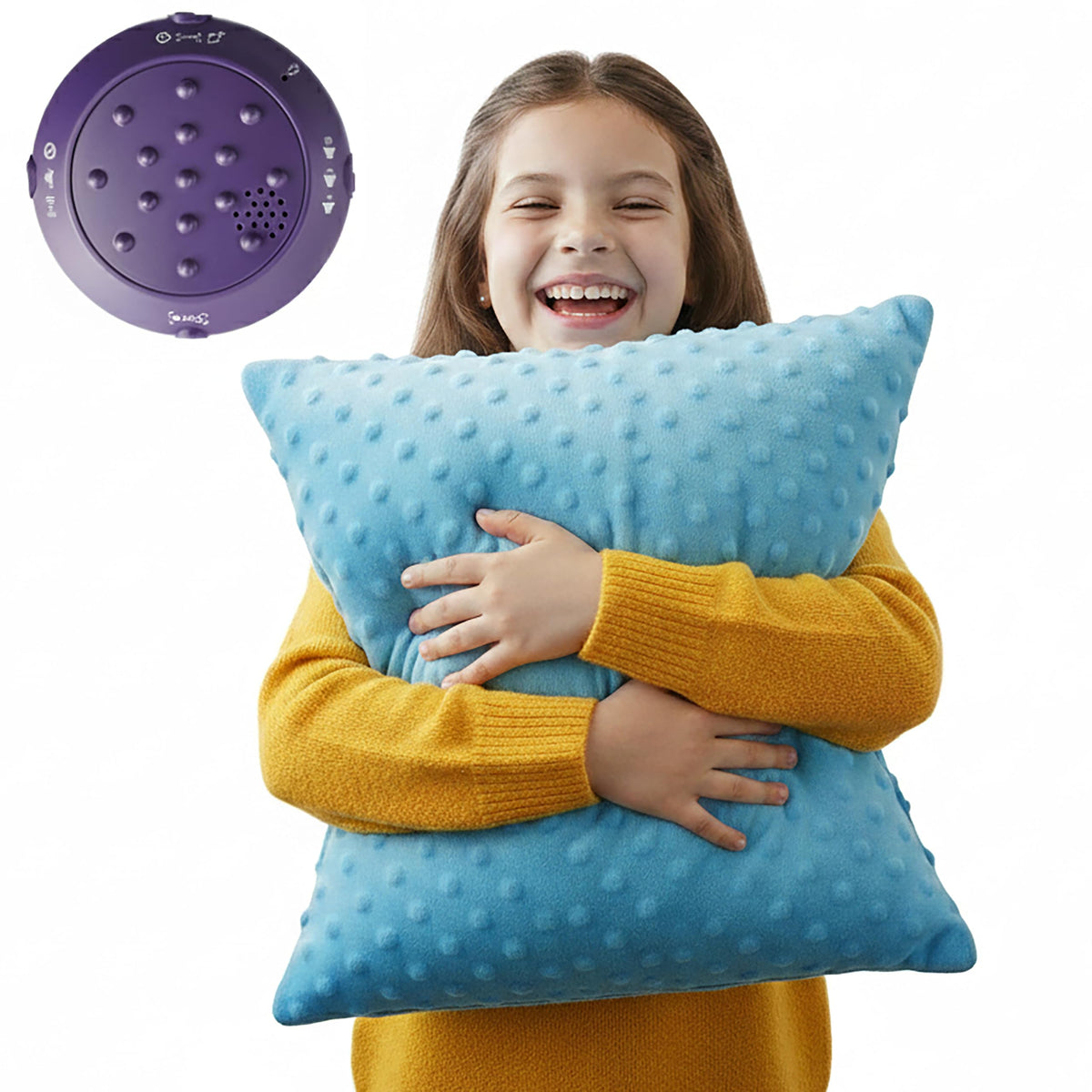 Special Supplies Vibrating Pillow Sensory Pressure Activated for Kids and Adults, 12” Plush Minky Soft Cover, Textured Therapy Stimulation Bumps-Vibrations, Music & Voice Recording (Blue)