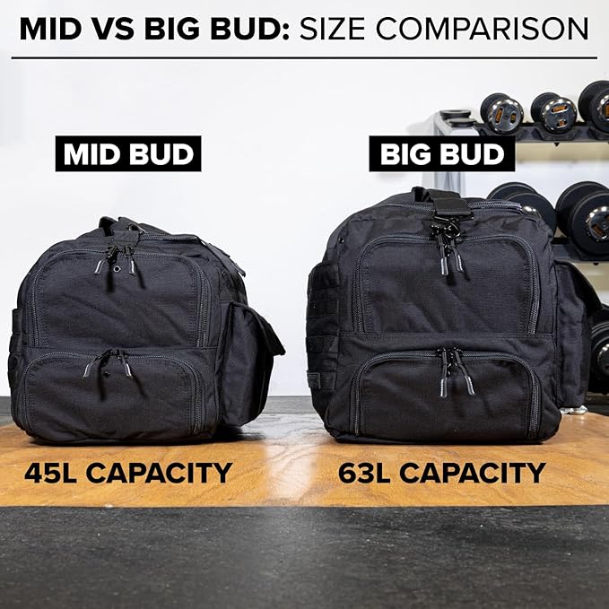 Serious Steel Fitness Heavy Duty 1000D Nylon Duffel Gym Bag (Black - Big Bud)