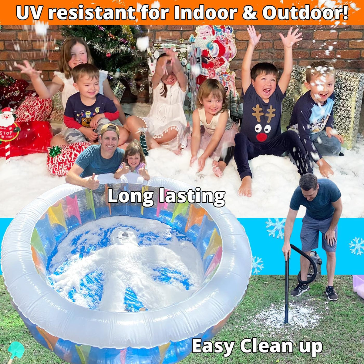 PARTY GOAT Fake Snow Powder - Instant Snow for Outdoor & Indoor Fun | 39oz Makes 15 Gallons