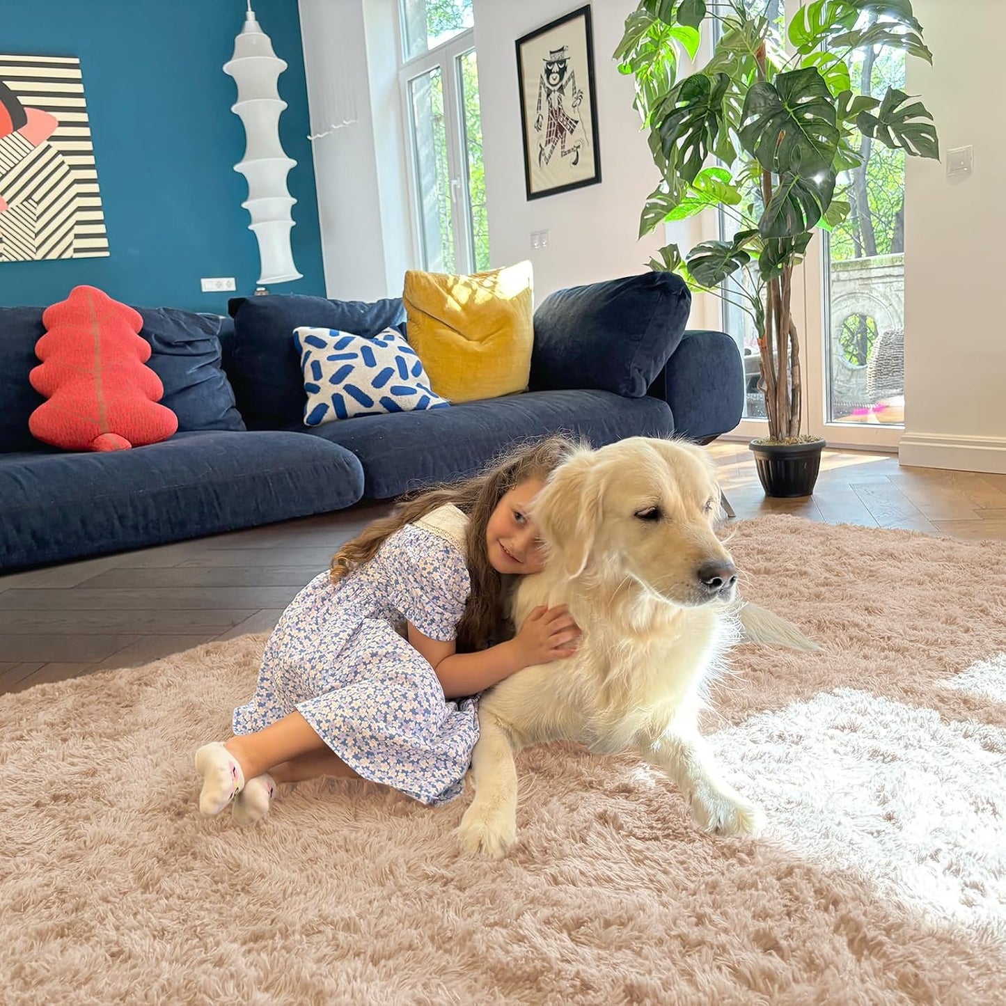 OLANLY Runner Rugs - Soft, Machine Washable Shaggy Carpet for Hallway & Bedroom | Beige 2x10 ft