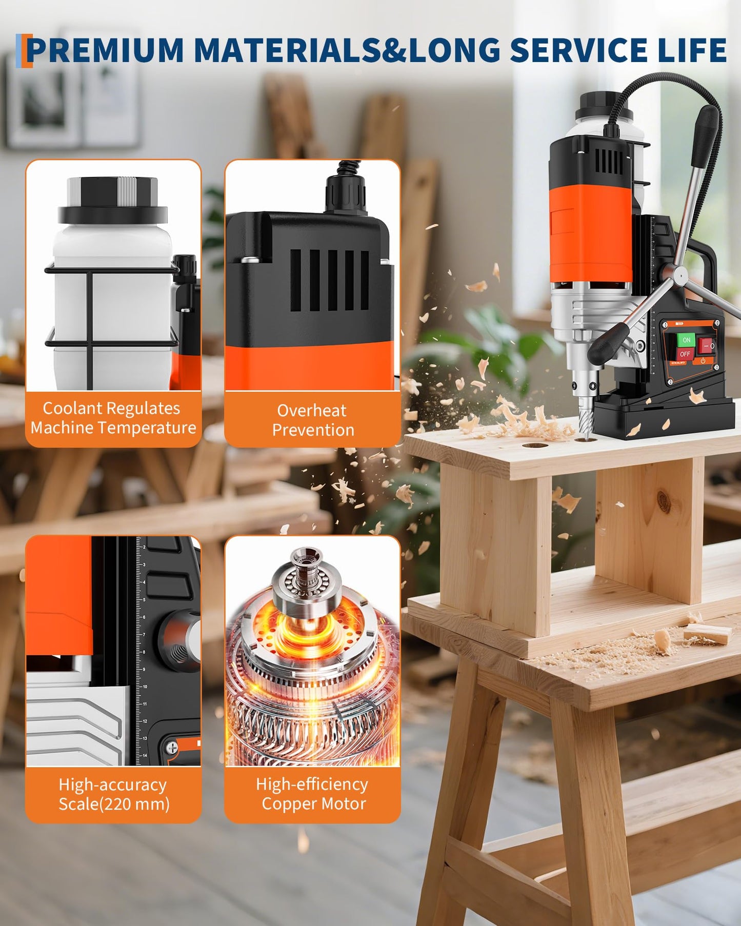 GarveeTech Mag Drill Press, 1650W 1.57 in Boring Diameter, 2922Lbf Power Portable Magnetic Drill, 810 PRM, Electric Drilling Machine for Metal Surface, Industrial and Home Improvement