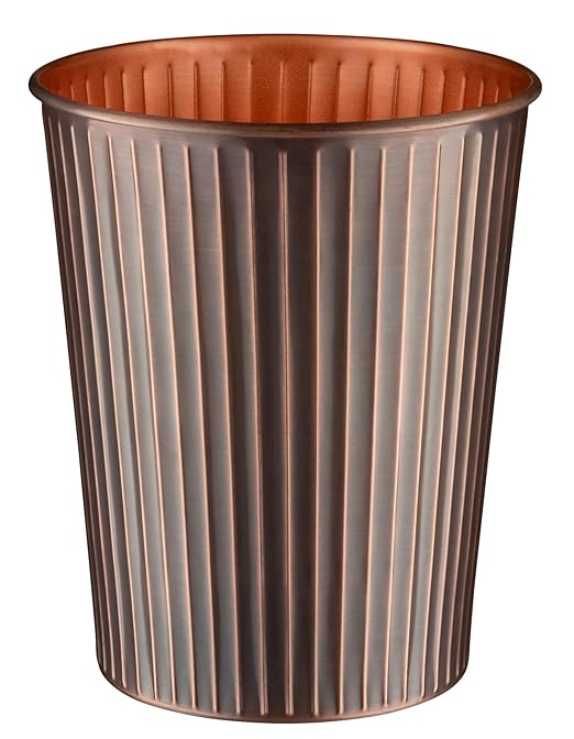 Monarch Abode Metal Bathroom Trash Can â Waste Basket for Bedroom, Office Desk, & Dorm, Handcrafted Ridge Embossed, Durable Decorative Antique Copper Small Trash Can Bathroom Garbage Bin Wastebasket