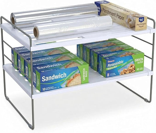 YAN & HIN Kitchen Cabinet Organizer, Expandable Kitchen Aluminum Foil and Plastic Wrap Organizers, Sandwich Storage Bags organizer, bottle storage bag under sink organizer for Pantry Organization