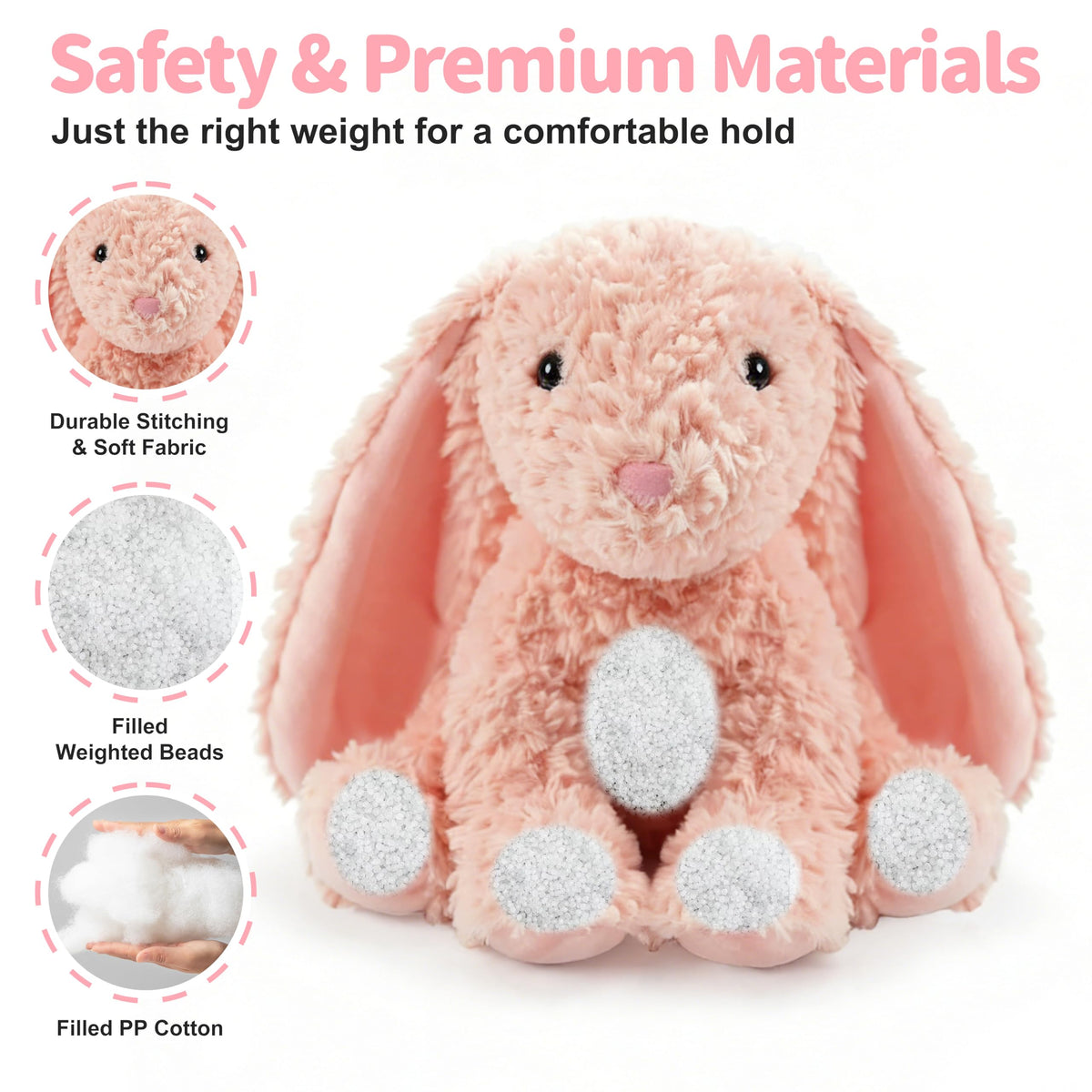 OROZCOR Bunny Stuffed Animal, Cute Fluffy Bunny Plush Toy 8.5in,Cute Bunny Rabbit Stuffed Animal with Fluffy Soft Ears Easter Gifts for Kids Baby Girls (Red Rabbit)