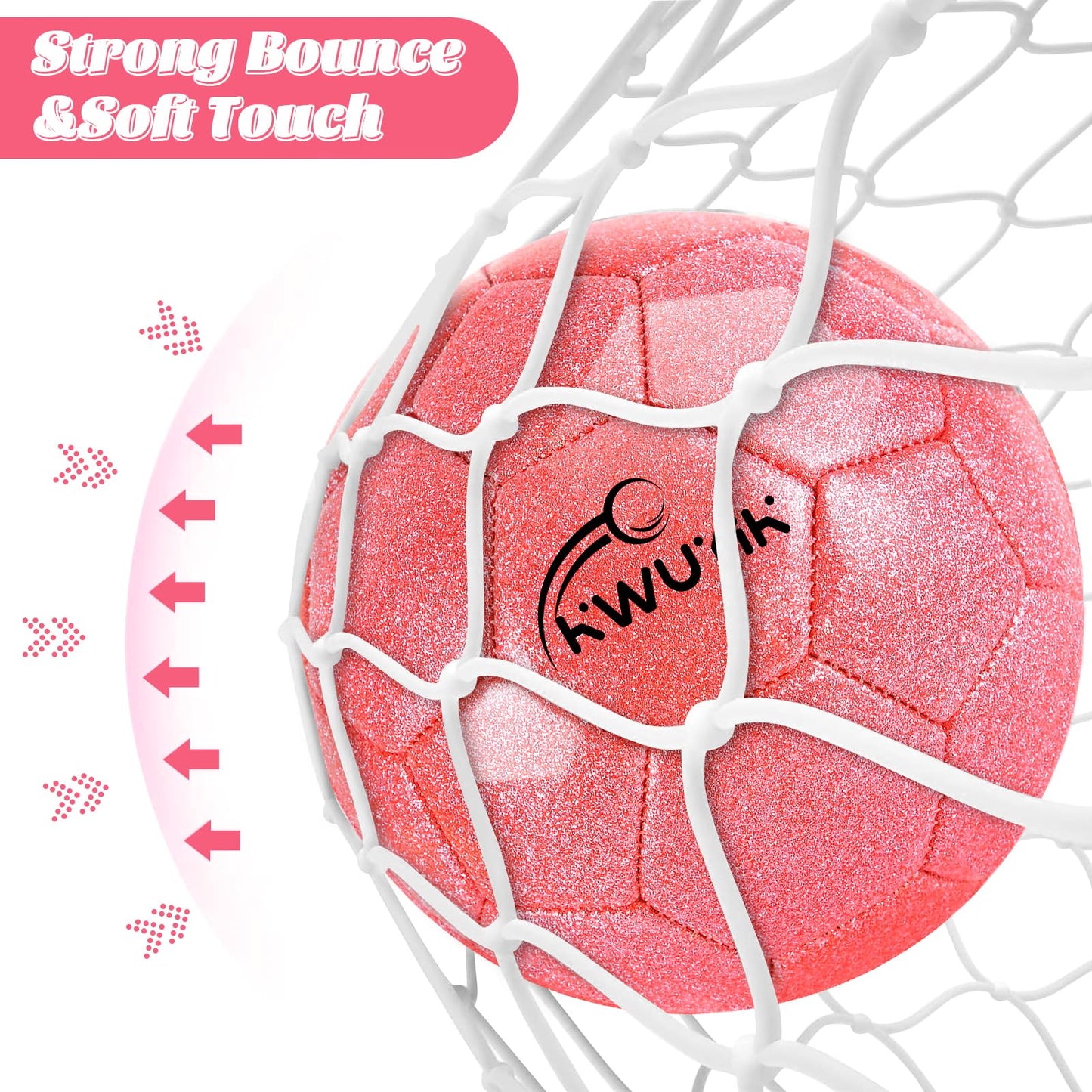 OKWUYiK Size 3 Glitter Pink Soccer Ball Set with Pump Youth Soccer Ball for Kids Aged 4-6 6-8 8-12 Toddler Soft Training Practice for Teens Children Adults Boys Girls