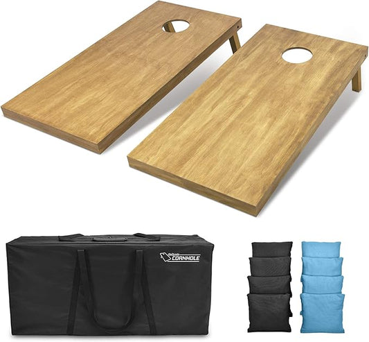 GoSports 4 ft x 2 ft Regulation Size Wooden Cornhole Boards Set - Includes Carrying Case - Full Regulation Size Bean Bag Toss Boards