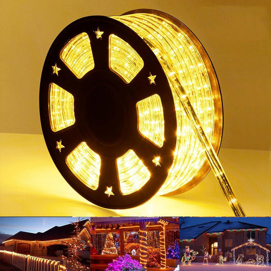 Skiennix 100ft LED Rope Lights - Waterproof, Flexible Tube Lighting with 8 Modes | Warm White for Indoor & Outdoor Decor