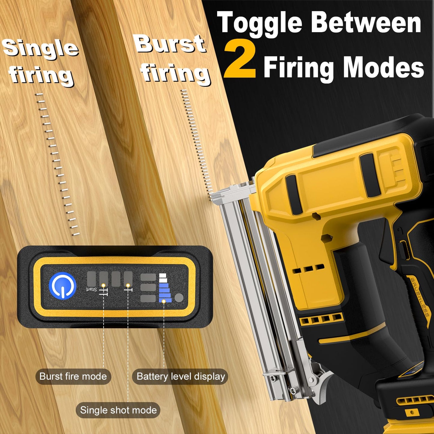 18 Gauge Cordless Brad Nailer & Staple Gun for Dewalt 20V MAX Battery, 2-in-1 Battery Powered Nail Gun with 2000 Nails, Electric Nail Gun for Woodworking, Framing, DIY & Home Improvement (No Battery)