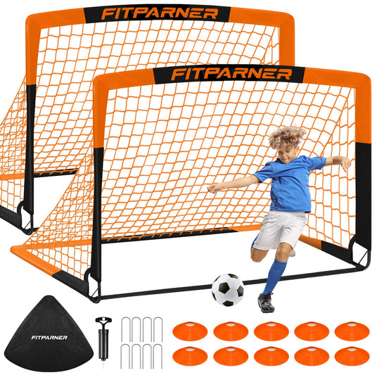 Kids Soccer Goals for Backyard Set - 2 Set of 4X3 ft Soccer Nets for Kids Age 3-14,Portable Pop Up Soccer Training Equipment Kit with 20 ft Agility Ladder, Soccer Ball for Toddler Youth Outdoor Game