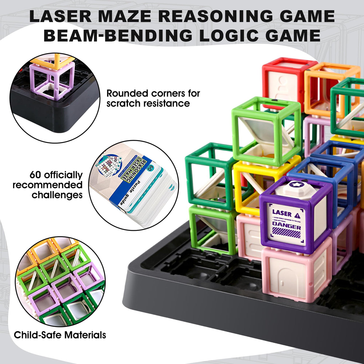 Laser Maze Reasoning Game Stem Toys for Ages 8-12, Puzzle Game with 60+ Challenging STEM Logic Toys, Educational Toy for 8 9 10 11 12 13 14 Year Old Boys, Kids Gift for Christmas/Easter/Birthday