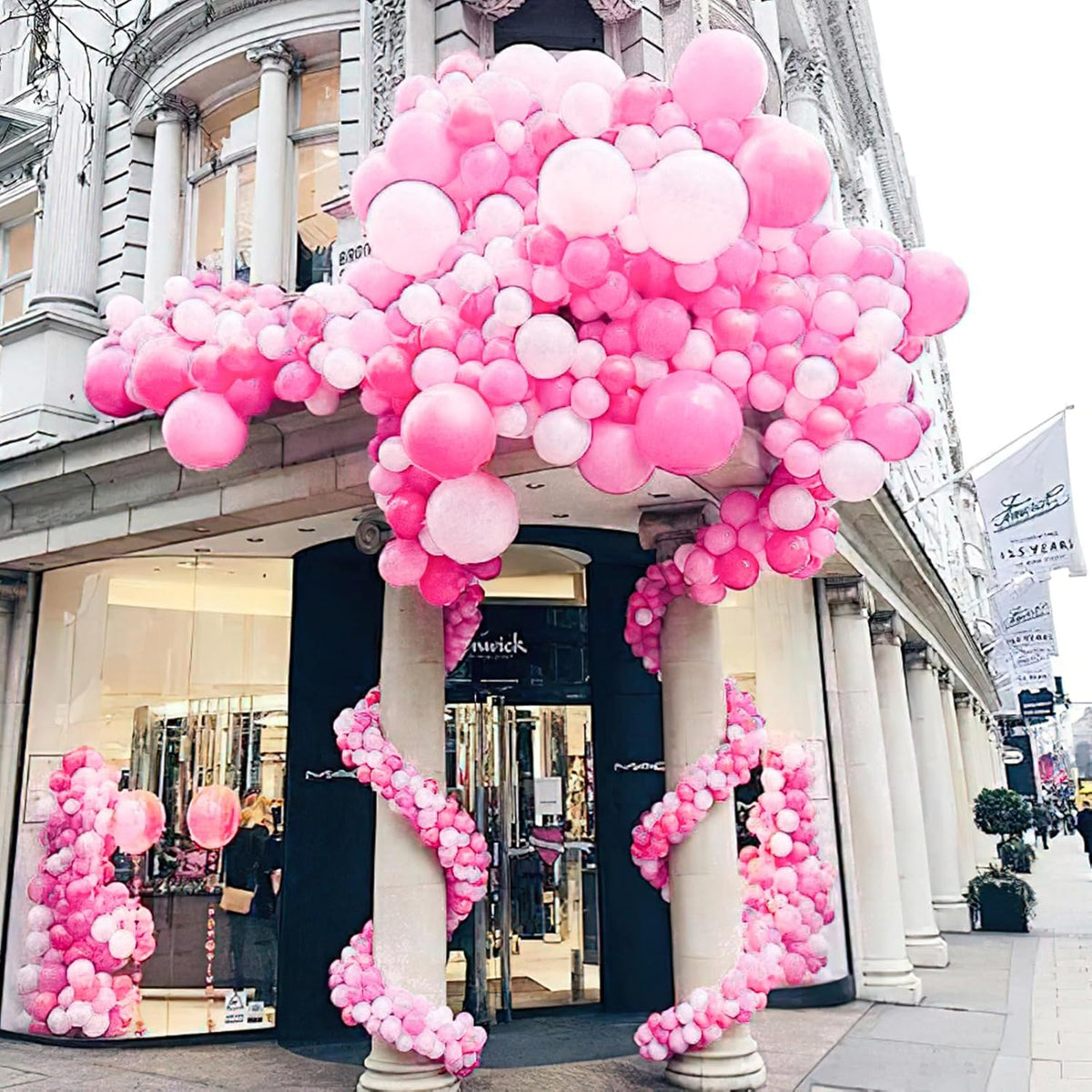 PartyWoo Pink Balloon Arch Kit - 127pcs Matte Pink Balloons in Various Sizes for Baby Showers & Parties