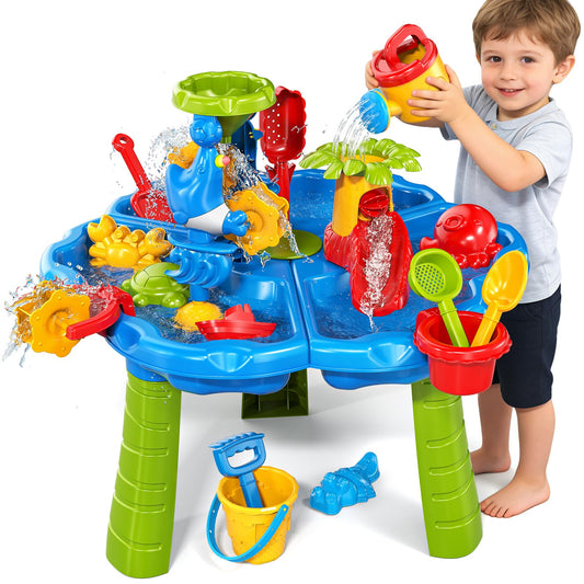 Kenthoris Water Table for Toddlers 1-3, Toddler Outdoor Toys Kids Summer Beach Backyard Pool Splash Activities Playsets, Water and Sand Activity Sensory Playset for Toddlers 1.5+ Years Old (8928)