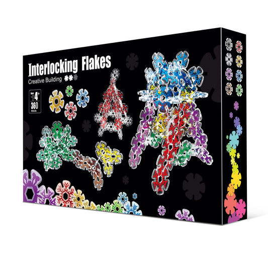 Pleykele Translucent Snowflakes Interlocking Building Chips，360PCS Interlocking Discs, STEM Learning Construction Blocks Toys, Brain Development Playset for Girls and Boys Aged 4+