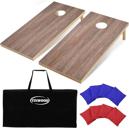 4 x 2 ft Solid Wood Cornhole Board Set with 8 Bean Bags and Carrying Bag, Premium Toss Game for Kids and Adults