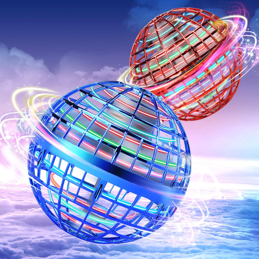 Vrainito Flying Orb Ball 2025 Upgrade, 2 Pack Hand-Controlled Flying Orb Toy, 360° Rotating Cosmic Globe Hover Ball for Kids (Blue + Red)
