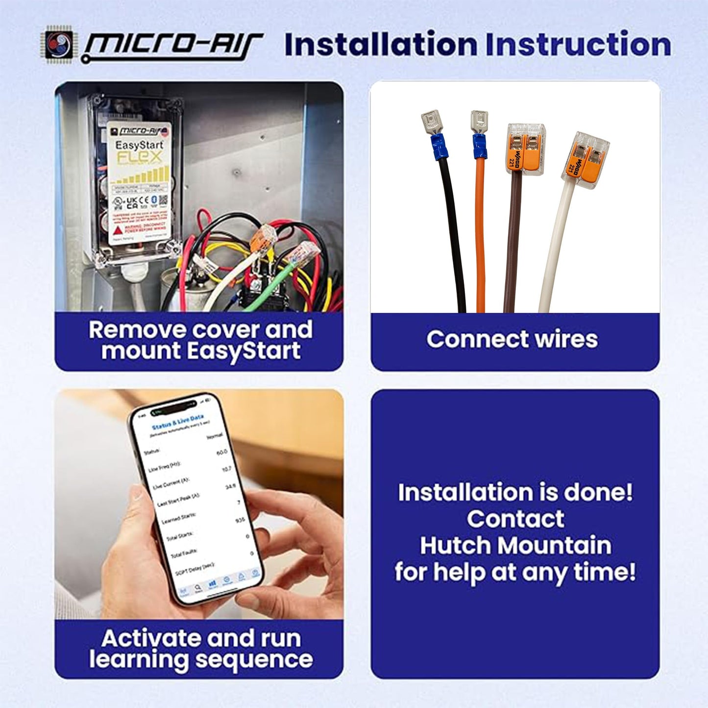 MICRO-AIR EasyStart FLEX 398 - Bluetooth Soft Start Kit for Home Air Conditioner, RV & Commercial Use, Works with Generators, Reduces Power Surge, Efficient Start-Up - Up to 6 Tons w/Installation Kit