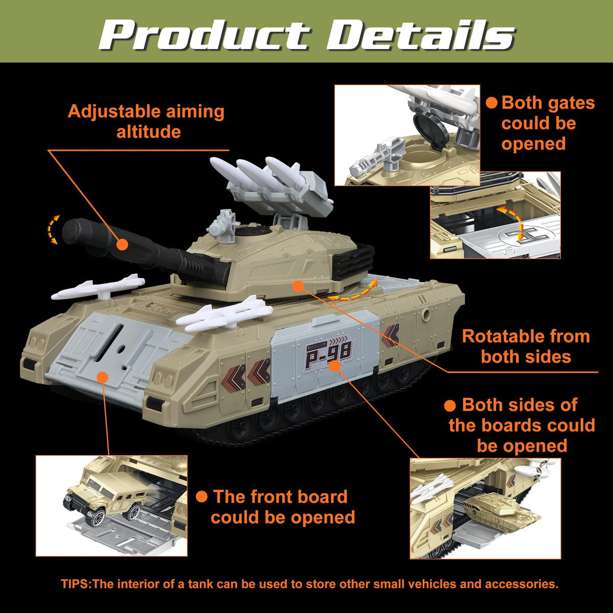 XDUOYJOY Military Tank Toy Sets, Army Toys with 7 Vehicles, Army Men Trucks Helicopter Birthday Gift for Boys Age 4-7, Easy to Store